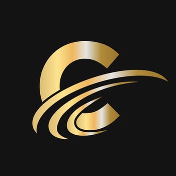Initial letter C logo design with swoosh sign logotype based alphabet business logo vector
