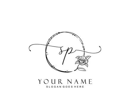 Initial SP beauty monogram and elegant logo design, handwriting logo of initial signature, wedding, fashion, floral and botanical with creative template. vector