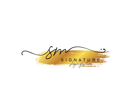 Initial SM beauty monogram and elegant logo design, handwriting logo of initial signature, wedding, fashion, floral and botanical with creative template. vector
