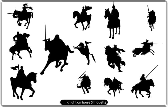 Knight on horse silhouette vector set free