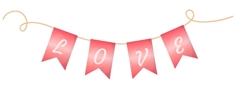 Holiday garland flag for valentine's day. Flat style. Vector illustration.
