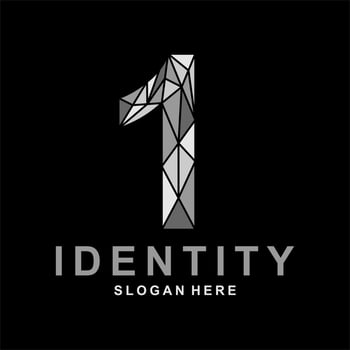 number 1 polygon logo design vector