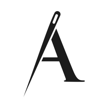 Initial Letter A Tailor Logo, Needle and Thread Combination for Embroider, Textile, Fashion, Cloth, Fabric, Golden Color Template vector