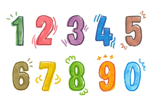 watercolor vector colorful numbers