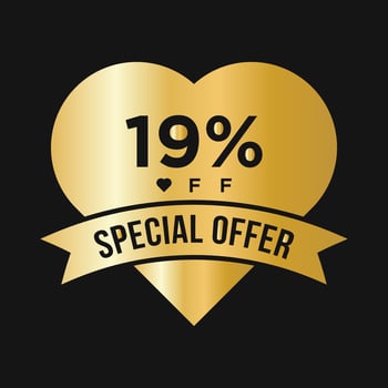 19 Percent OFF Sale Discount Promotion Banner. Special Offer, Event, Valentine Day Sale, Holiday Discount Tag Template vector