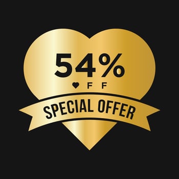54 Percent OFF Sale Discount Promotion Banner. Special Offer, Event, Valentine Day Sale, Holiday Discount Tag Template vector