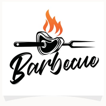 Hot BBQ Steak Grill House Logo Design Template vector