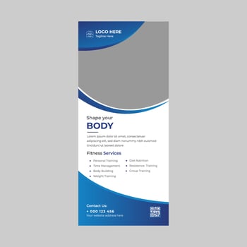 Body Fitness Gym Roll up Banner Standee for Gym Business vector