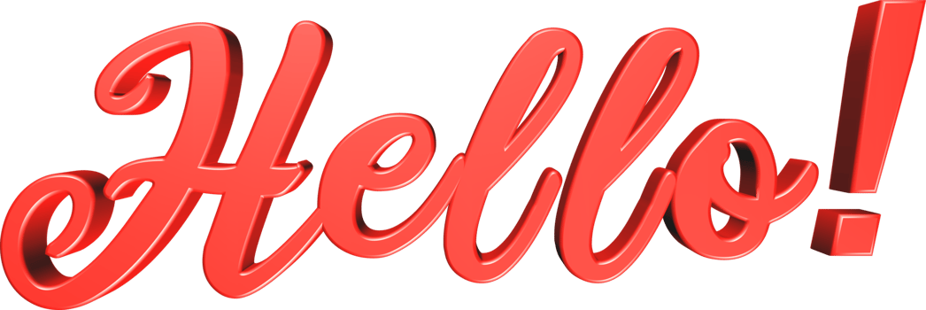Hello 3D Render Red Text png