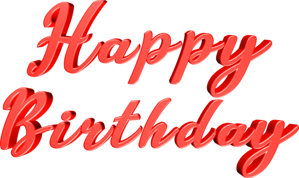 Happy Birthday 3D Render Red Text png