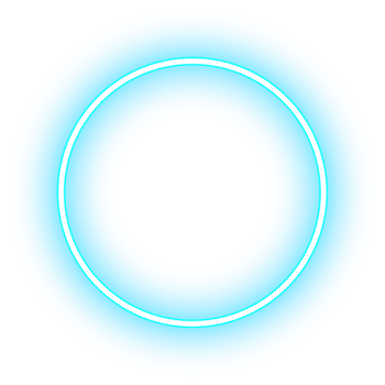 Neon circle ring frame glowing in LED light png