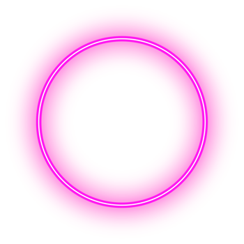 Neon circle ring frame glowing in LED light png
