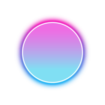 Neon circle stamp glowing in blue and pink light png