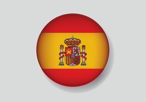 Flag of Spain as round glossy icon. Button with Spain flag vector
