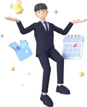 Tax Day Reminder Concept. Businessman submit tax by online concept, online tax payment and report. Business income. 3d illustration. png