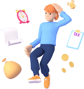 Tax Day Reminder Concept. Businessman submit tax by online concept, online tax payment and report. Business income. 3d illustration. png