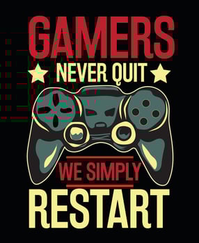 Typography gamers t shirt template design. vector