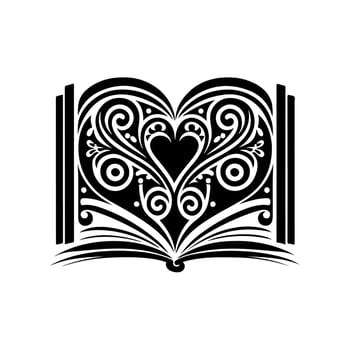 Ornamental opened book. Abstract illustration for logo, emblem, embroidery, laser cutting, sublimation. vector