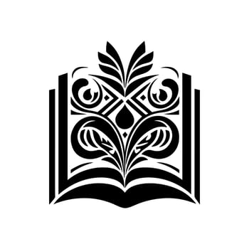 Abstract, ornamental opened book. Vector image for logo, emblem, embroidery, laser cutting, sublimation.