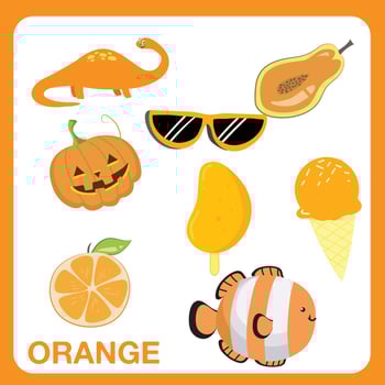 Education about color. Flashcard for children. Vector illustration file.