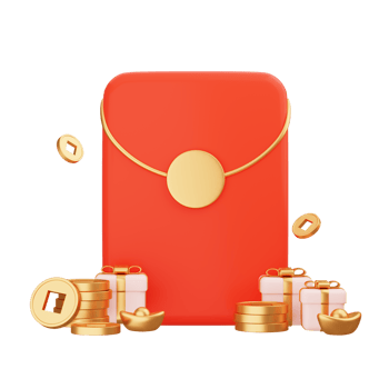 3D Rendering chinese new year decoration, cny background png