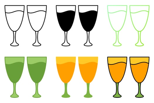 Champagne Glasses in flat style isolated vector
