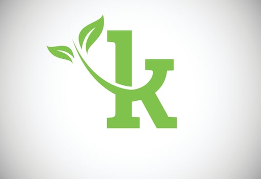 Initial letter K and leaf logo. Eco-friendly logo concept. Modern vector logo for ecological business and company identity