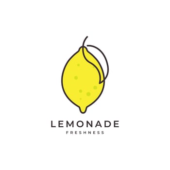 fresh fruit lemonade lemon yellow lines art abstract logo design vector icon illustration template