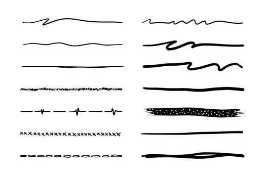 Vector set of hand drawn underline.