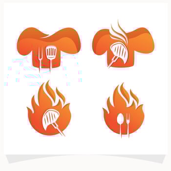 Set of Hot BBQ Steak Grill House Logo Design Template vector