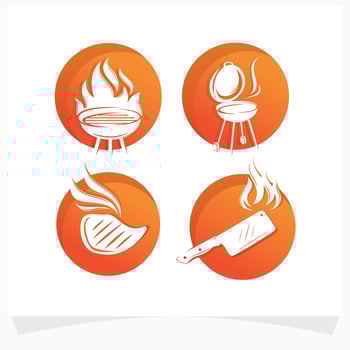 Set of Hot BBQ Steak Grill House Logo Design Template vector