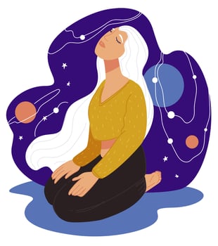 Meditation and unity with universe and cosmos vector