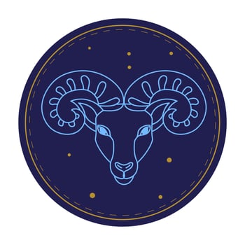 Aries astrological sign, horoscope zodiac symbol vector
