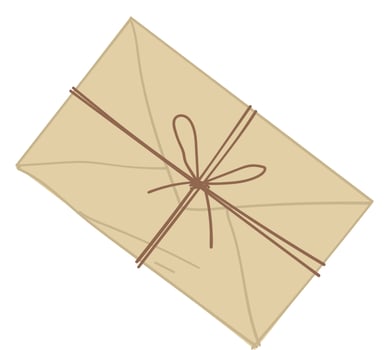 Mail letter sealed with thread, correspondence vector
