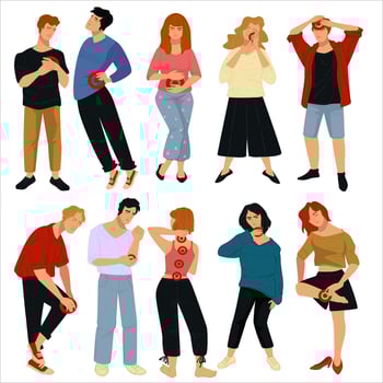 People with pain in body, ill males and females vector