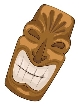 Golden mayan mask with smile culture and tradition vector