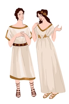 Greek man and woman wearing traditional clothes vector