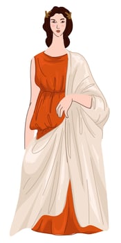 Woman wearing roman dress or robe, ancient look vector