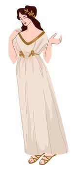 Woman wearing greek traditional clothes dress vector