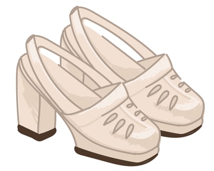Women shoes and clothes trends, footwear of 1970s vector