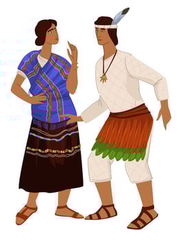 Man and woman, people in clothes, maya empire vector