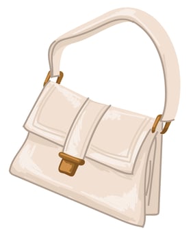 Vintage leather bag with strap, retro handbag 1970 vector