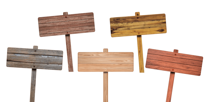 Set of Wood arrow sign isolated on transparent background PNG file