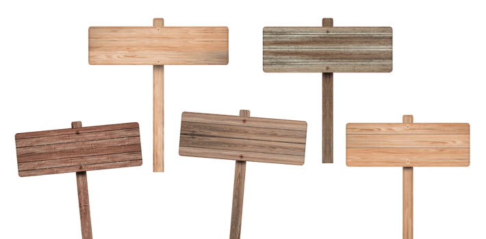 Set of Wood arrow sign isolated on transparent background PNG file