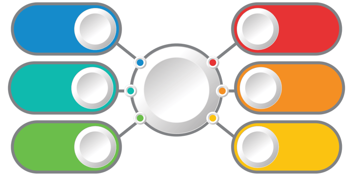 Process infographic template with 6 options. png
