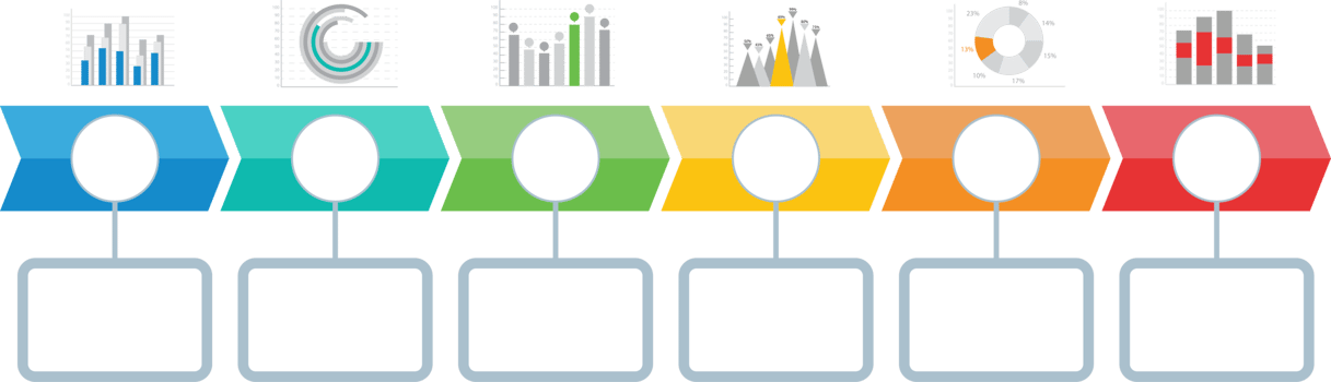 Process infographic template with 6 options. png