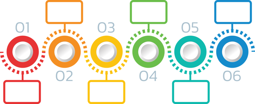 Process infographic template with 6 options. png