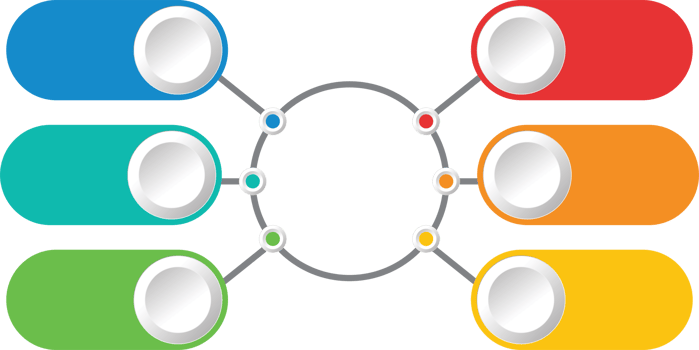 Process infographic template with 6 options. png