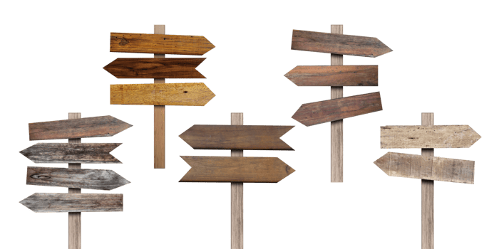 Set of Wood arrow sign isolated on transparent background PNG file