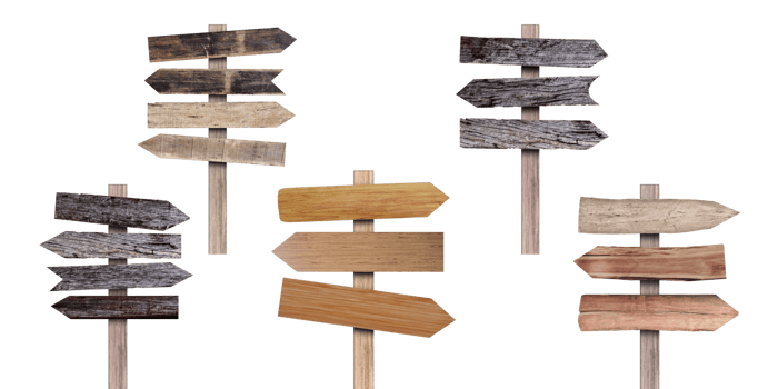Set of Wood arrow sign isolated on transparent background PNG file
